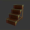 Solid Wood Four Step Stool With Smooth Surface And Stable Structure 3d model
