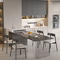 Modern Black Dining Chairs With White Cushions In Kitchen Dining Area