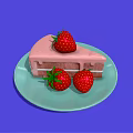 Assorted Fresh Cake Slices With Strawberries Cherry And Cream On Purple Background