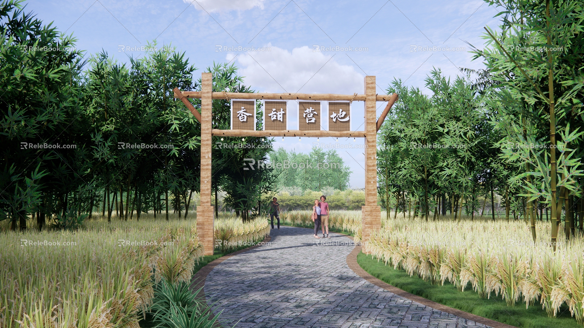 Modern Gate Village Entrance Gate Ecological Farm Entrance Village Boundary Archway Tourist Scenic Spot Image Gate Agricultural View 3d model