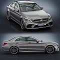 Silver Mercedes Benz C Class Sedan with Sporty Front Design Alloy Wheels and Sunroof