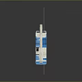 Blue And White Crane Model With Long Boom Wheels And Simple Design On Grey Background