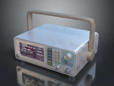 Portable Electronic Device With Digital Display Screen Control Buttons Adjustable Knob And Metallic Handle 3d model