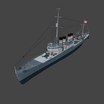 Modern warship Clemson destroyer 3d model
