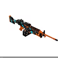 Honeycomb Pattern Rifle Featuring Orange Accents Blue Stripes And Black Design