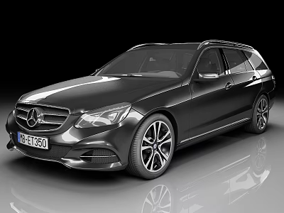 Black Mercedes Benz Estate Car With Modern Design And Alloy Wheels 3d model