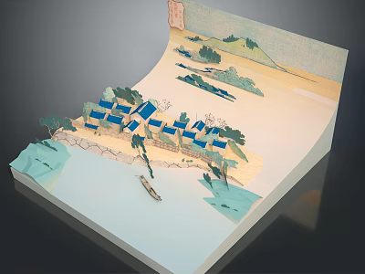 Traditional Style Furniture Decorative Ornament With 3D Paper Art Model And Scenic Design 3d model