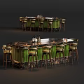 Elegant Luxury Marble Top Bar Counter With Matching Comfortable Bar Stools And Tasteful Wine Decoration