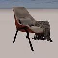Gray and Brown Leisure Chair with Soft Cushion Cozy Blanket and Black Legs