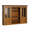 Classic Wooden Cabinets with Elegant Carved Details Glass Doors and Open Shelves