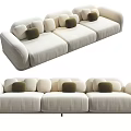 Modern three-seat sofa multiplayer sofa 3d model