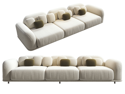 Modern three-seat sofa multiplayer sofa 3d model