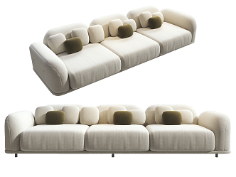 Modern three-seat sofa multiplayer sofa 3d model