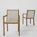 Two Simple Dining Chairs With Wooden Frame And Upholstered Backrest On Light Background 3d model