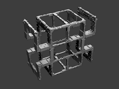 Industrial Metal Structural Framework With Multiple Square Sections And Mechanical Design 3d model
