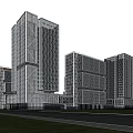 Modern Industrial Park Featuring Glass Facade Buildings Greenery And Urban Roads Under Evening Sky