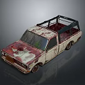 Vintage Rusted Truck With Open Roof Peeling Paint And Weathered Exterior
