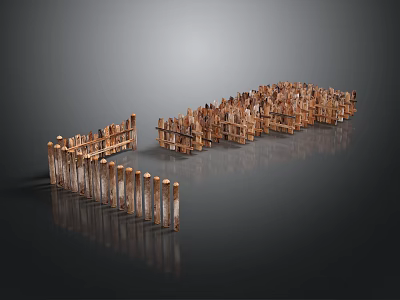 Unique Architectural Wooden Structures Arranged In Modern Linear Design Elements 3d model
