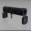 Black Cylindrical Weapon Launcher With Square Bases And Red Central Component 3d model