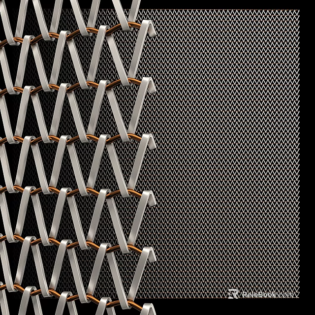 Modern Metal Mesh Room Divider With Geometric Grid Pattern For Interior Space Separation 3d model