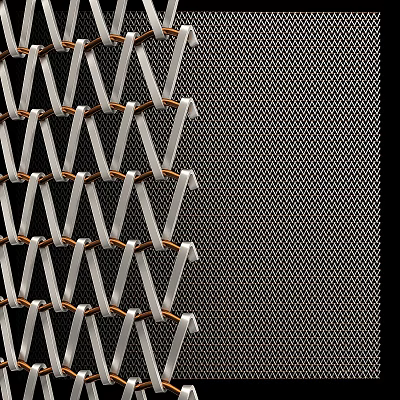 Modern Metal Mesh Room Divider With Geometric Grid Pattern For Interior Space Separation 3d model