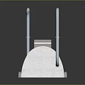 Modern Subway Entrance Structure with White Curved Design Blue Pipes Steps and Seats