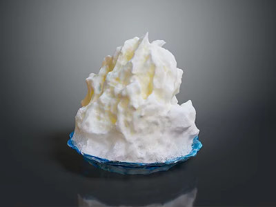 Fluffy White Whipped Cream In Transparent Blue Bowl On Gray Background 3d model