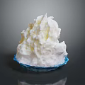 Fluffy White Whipped Cream In Transparent Blue Bowl On Gray Background
