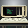 Vintage Portable Electronic Device With Beige Case Green Screen Display And Keyboard