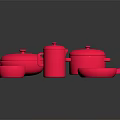Pink Kitchenware Set With Pots Bowls And Mug For Modern Home Use