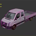 White Volkswagen Commercial Truck With Double Cab Flatbed And Front Side View 3d model