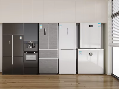 Modern Refrigerators and Freezers in Various Styles and Colors for Kitchen 3d model