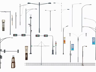 Various Design Outdoor Lights With Street Light Poles For Outdoor Spaces 3d model
