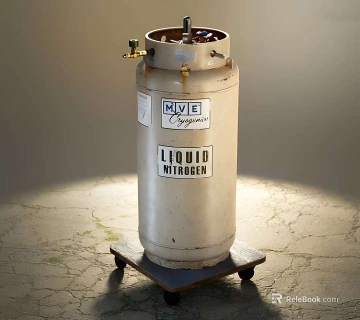 MVE Cryogenics Industrial Liquid Nitrogen Tank With Wheeled Base For Industrial Storage 3d model 