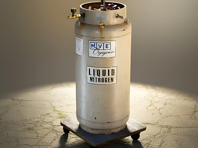 MVE Cryogenics Industrial Liquid Nitrogen Tank With Wheeled Base For Industrial Storage 3d model
