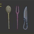 Handcrafted Metal Cutlery Set With Twisted Handle Spoon Fork And Knife