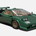 Green Lamborghini Sports Car Classic Design Scissor Doors Streamlined Body Gold Wheels