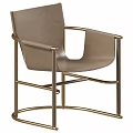 Modern Leather Chair With Gold Metal Frame And Gray Upholstered Seat Design
