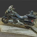 Luxury Dark Blue Touring Motorcycle With Windshield Rear Seat And Storage On Street Pavement