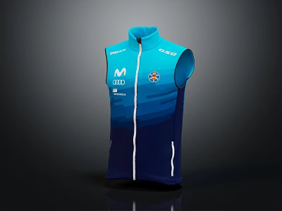 Blue Sleeveless Sports Vest With Gradient Design And Brand Logos 3d model