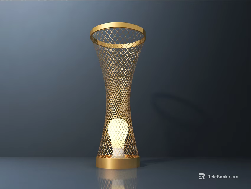 Modern Gold Table Lamp With Elegant Mesh Design And Stylish Lighting 3d model 