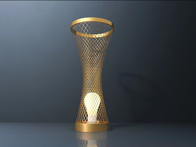 Modern Gold Table Lamp With Elegant Mesh Design And Stylish Lighting 3d model