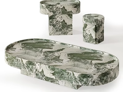 Green And White Marble Tray With Small Pedestals For Decorative Design 3d model