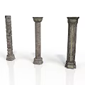 Decorative Classical Stone Columns With Different Ornate Carved Designs And Textures 3d model