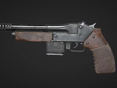 Vintage Handgun Design With Wooden Grip Metal Barrel And Magazine Components 3d model