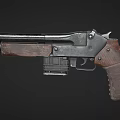 Vintage Handgun Design With Wooden Grip Metal Barrel And Magazine Components