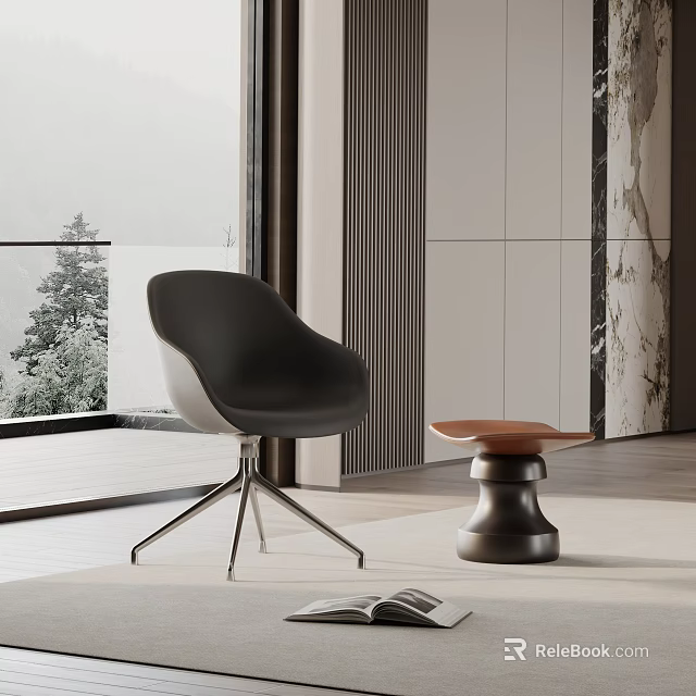 Modern Dining Chair in Open Kitchen with Sleek Design and Metal Legs Interior 3d model 