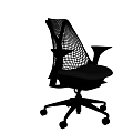 Modern Black Office Chair With Mesh Backrest Armrests And Wheeled Base