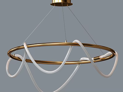 Modern Gold Frame Chandelier With White Circular LED Light Rings Design 3d model