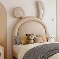 Cozy Kids Room With Bunny Ear Shaped Headboard Children's Bed Toys Shelves And Soft Rug